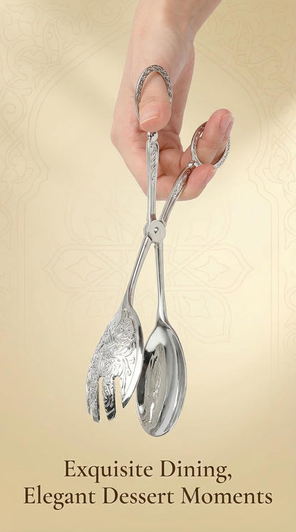 Salad Tongs, Zinc Alloy Kitchen Tongs, Bread Clips with Scissor Handles for Buffet, Appetizers, Party, Serving Food, Cooking