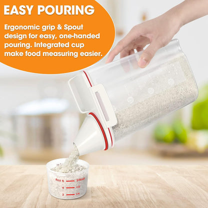 TBMax Rice Container 4 Lbs / 2 Kg Rice Dispenser with Measuring Cup, BPA-Free Plastic Kitchen Pantry Food Storage Holder for Oatmeal Flour Grain, Small Pet Cat Dog Food Container