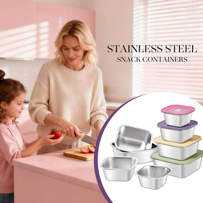 GIUOIDUO stainless steelFood Storage Containers setsstorage box with lidfreezer FrozenKitchen tray with lidOven plateSide dish plate Freezer & Dishwasher Safe