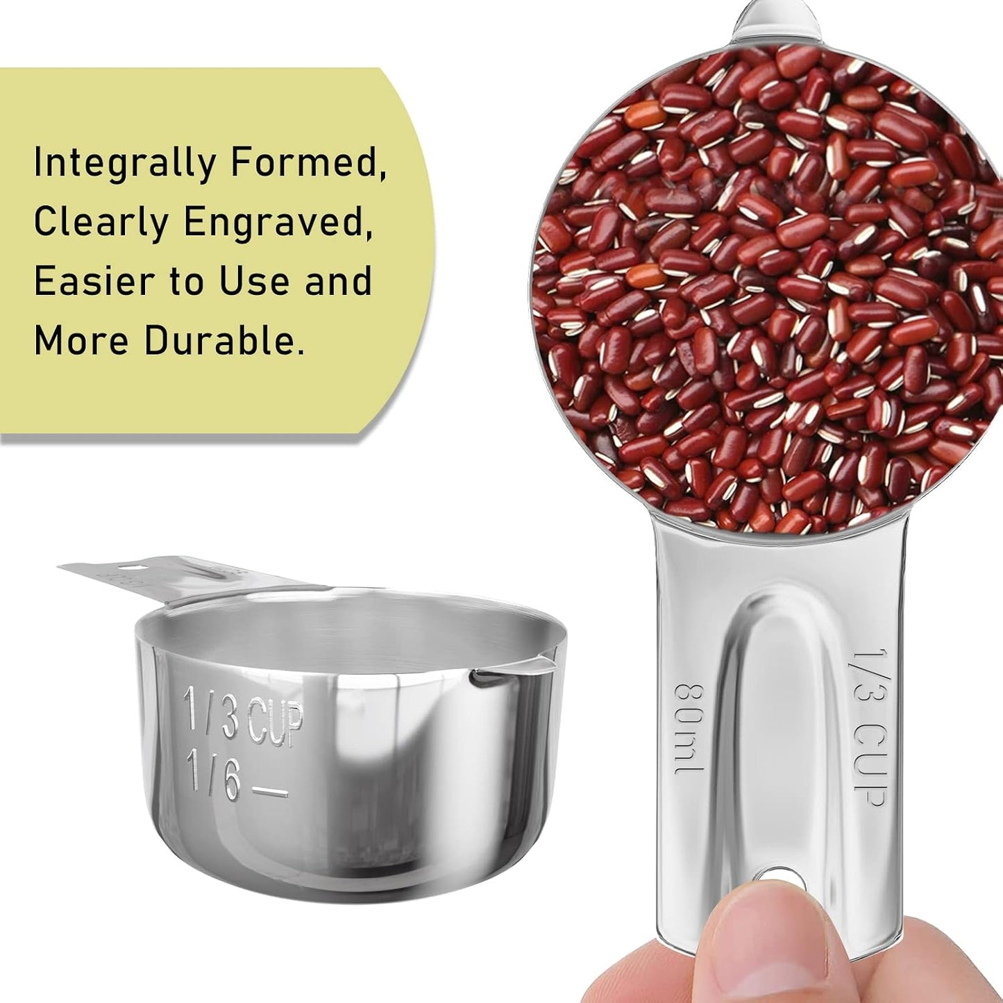 1PCS 3/4Cup (180ml, 6oz) Single Measuring Cup, Stainless Steel Measure Scoop, Metric and US Measurement, Dishwasher Safe