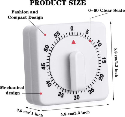 Weewooday 2 Pcs 60 Minute Timer for Kitchen Cooking, White
