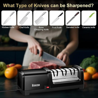 Electric Knife Sharpener 100% Diamond Abrasives, 3 Stages Knife Sharpener