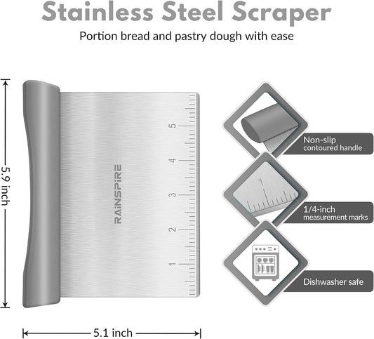 Multi-Purpose Stainless Steel Bench Scraper Dough Blender & Pastry Cutter