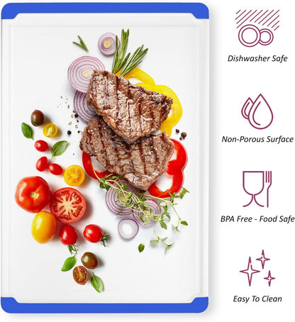Plastic Cutting Board for Kitchen - Extra Large Cutting Board 18 Inch Reversible Chopping Board, Juice Groove, Non Slip Feet, Dishwasher Safe, BPA Free Large Cutting Board for Meat Vegetables Fruit