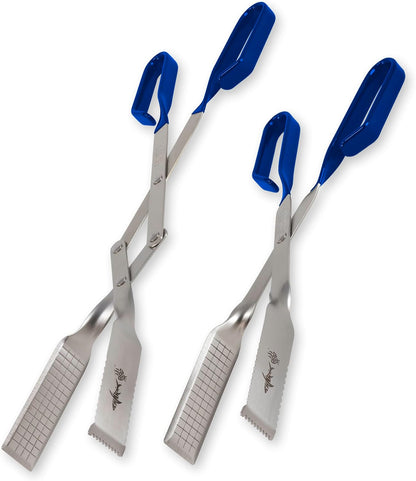 Steak Grill Tongs - 17 inch Red. Professional outdoor grilling utensil. Long reach Barbeque Grilling Tongs. Ideal for steak, fish, burger, and sausage