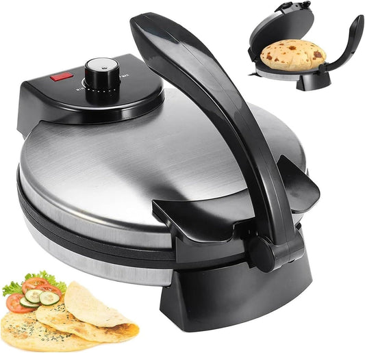 Electric Maker, 1800W Double-Sided Heating Flatbread Press with Adjustable Temperature, Non-Stick Hot Plate for Pancakes, Omelettes, Chapati, Roti