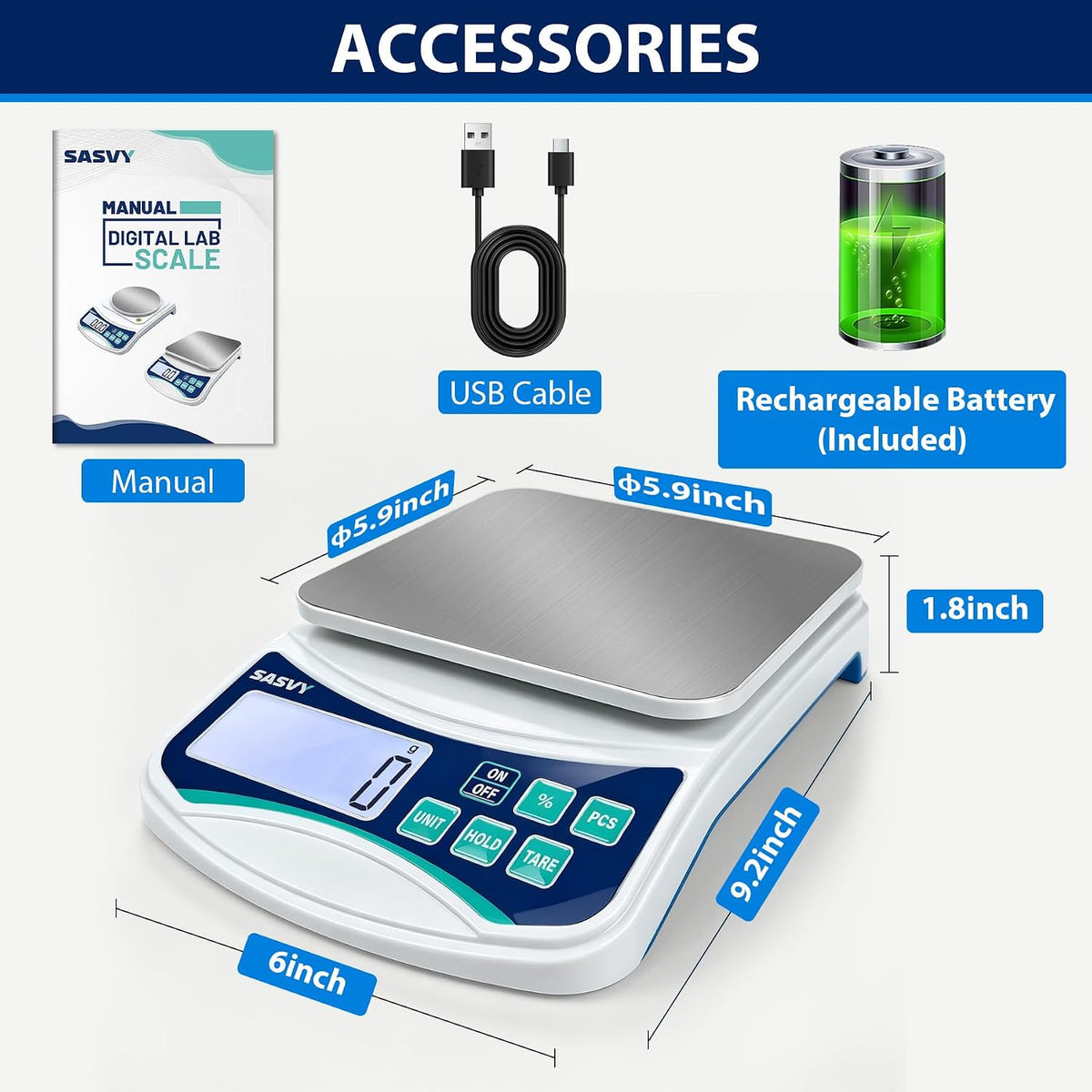 Large Kitchen Scale 0.1g High Precision, 11lb/5kg Lab Baking Scale