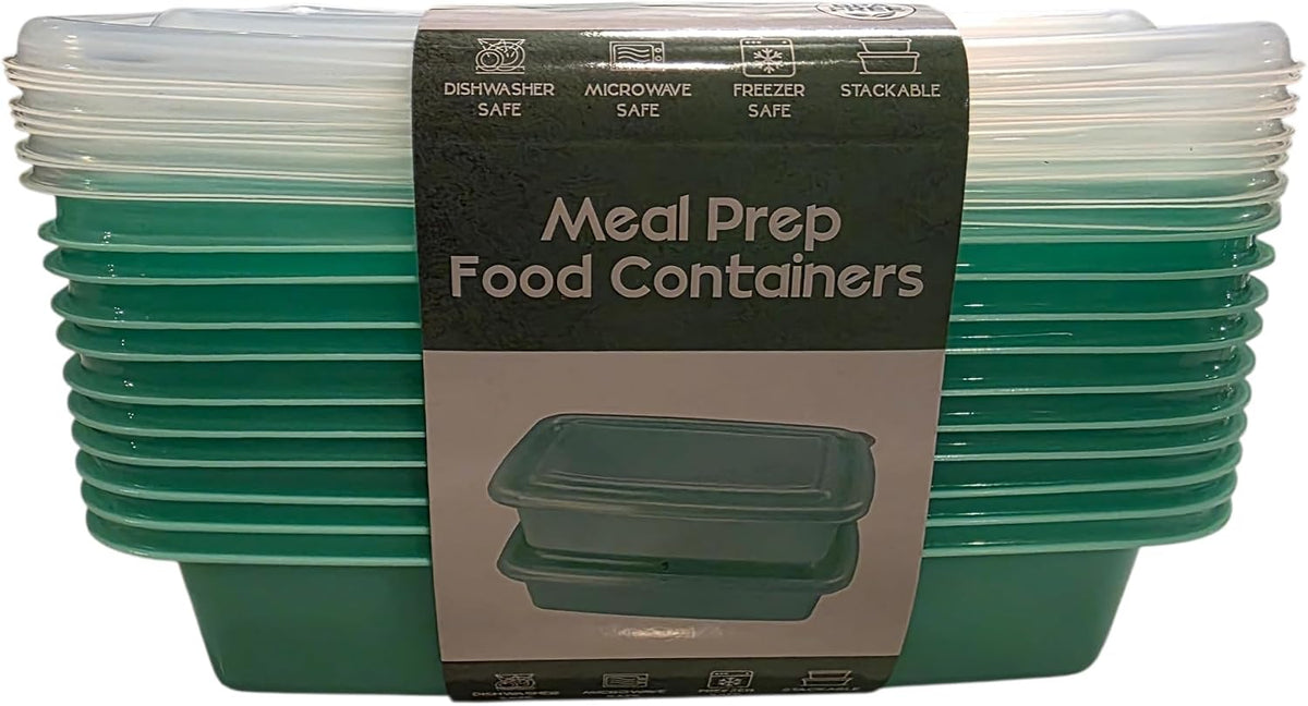 MADISON YORK Reusable 34 oz Meal Prep Containers, 20 Piece, Microwave Safe, Dishwasher Safe, Freezer Safe, Stackable