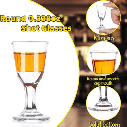 24 Pack Mini Shot Glasses Bulk 10ml/0.338oz Clear Thick Base Shot Glasses Reusable Small Shot Glasses Dishwasher for Birthday Parties Weddings Bachelorette Family Gatherings Holiday Celebrations Bars