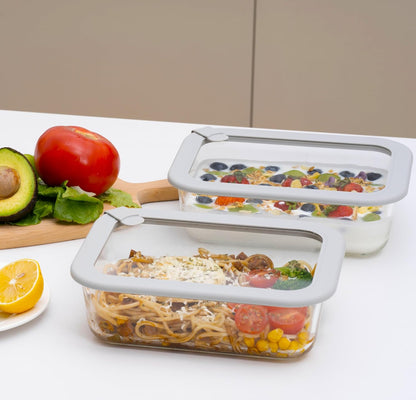 Glass Food Containers with Glass Lid, Microwave Safe Food Storage Container Set, 4 Pack of 35oz, Large Size Airtight Storage Set with Leak Proof Lids, Meal Prep Containers