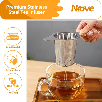 NKOVE Stainless Steel Tea Infuser, Loose Leaf Tea Strainer, Fine Mesh