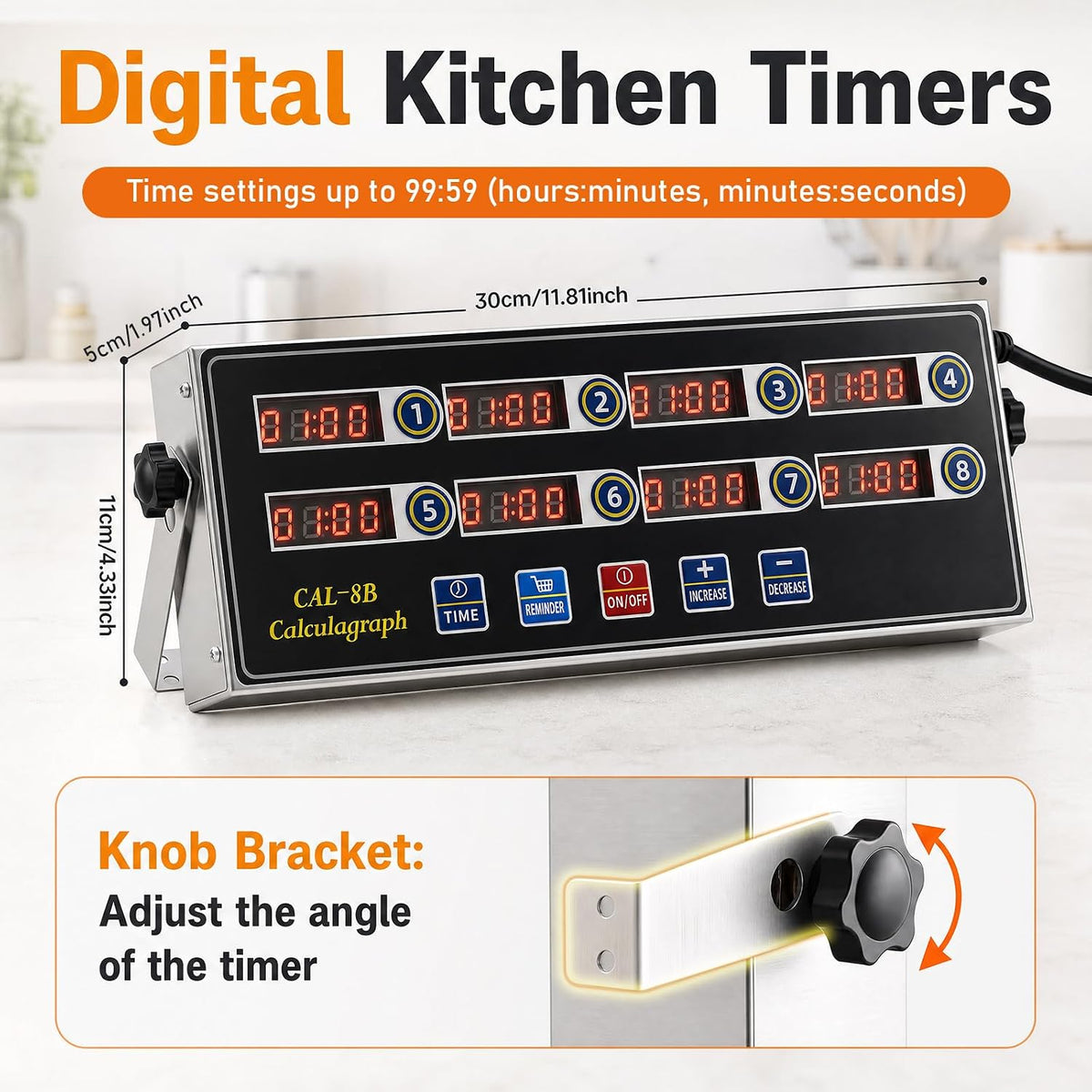 Relaxweex Commercial Digital Kitchen Timer for Cooking, 8 Channel