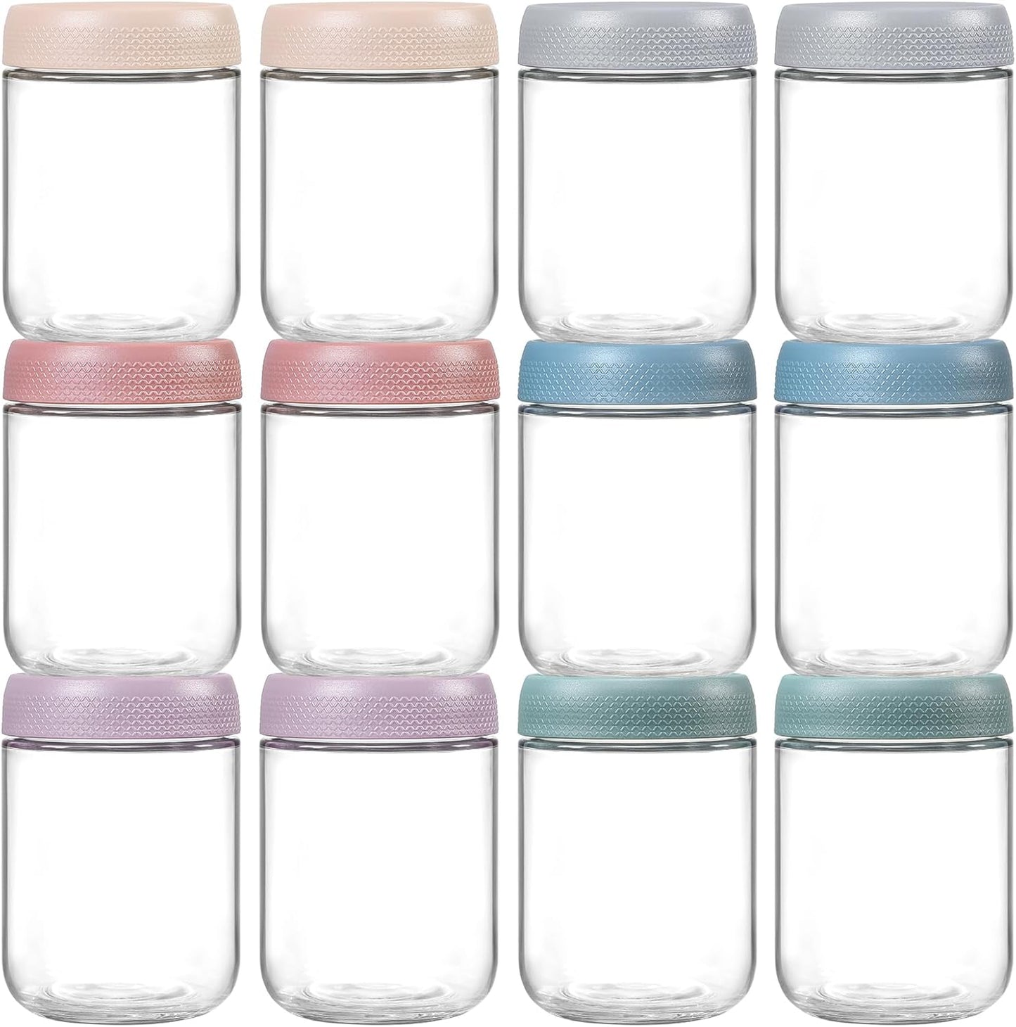 NETANY 6-pack 10oz Glass jars with Airtight Lids, Overnight Oats Containers with Lids, Wide mouth Mason Salad jars, Glass Food Storage Containers for Snacks Yogurt Spice Sugar