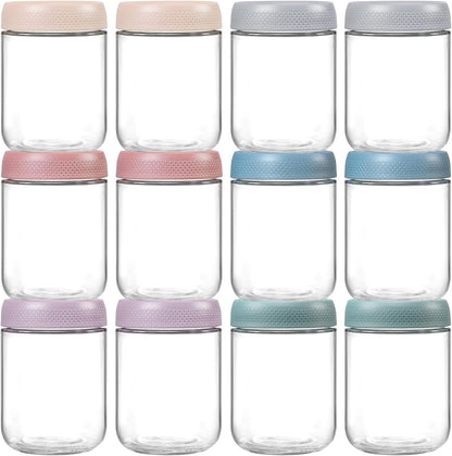 NETANY 6-pack 10oz Glass jars with Airtight Lids, Overnight Oats Containers with Lids, Wide mouth Mason Salad jars, Glass Food Storage Containers for Snacks Yogurt Spice Sugar
