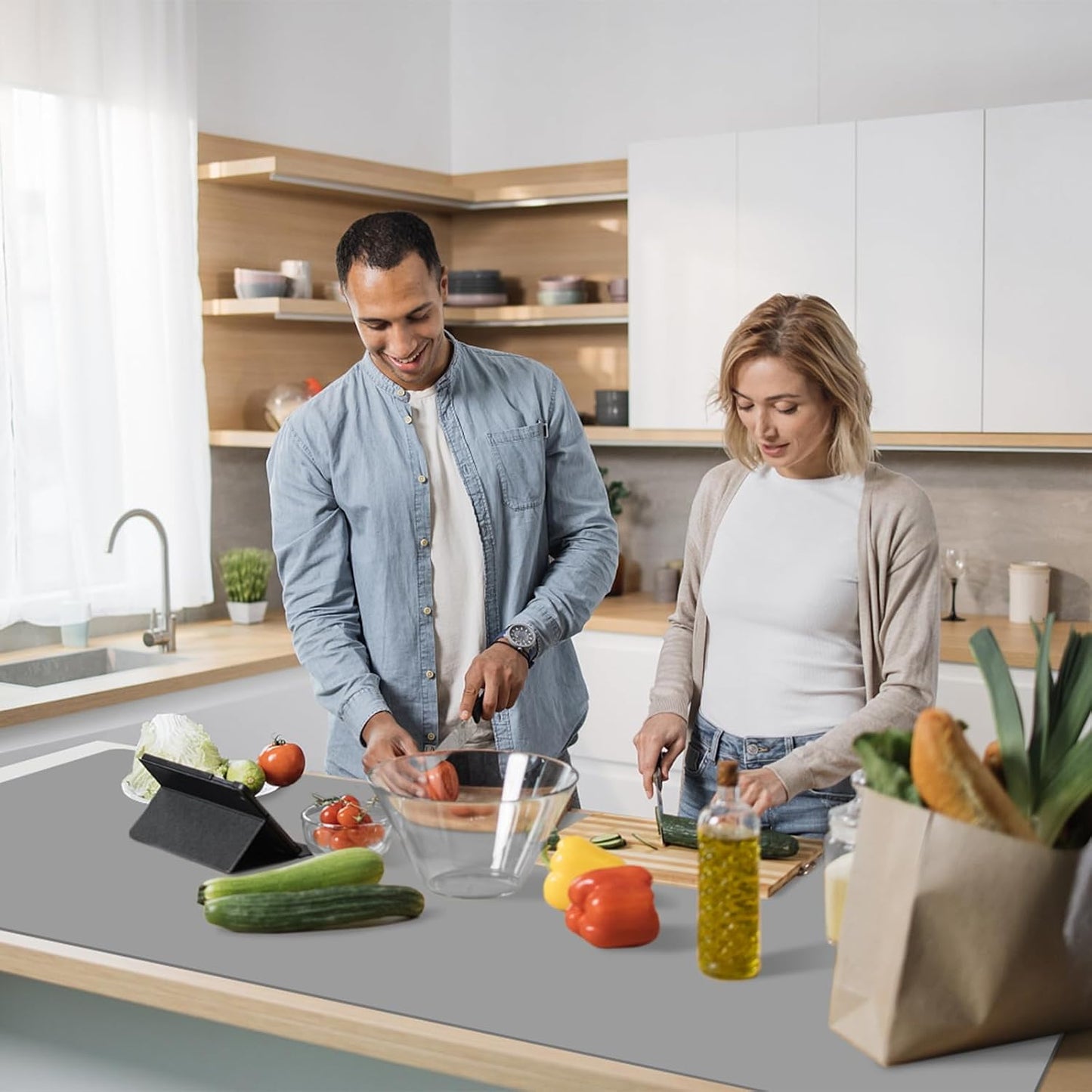 AECHY Extra Large Silicone Mat 78.74”x19.69”x0.08”, Multipurpose Silicone Mat Thick Heat Resistant Mat Shipped Rolled Up Kitchen Counter Mat Nonslip Silicone Mats for Kitchen Counter Translucent