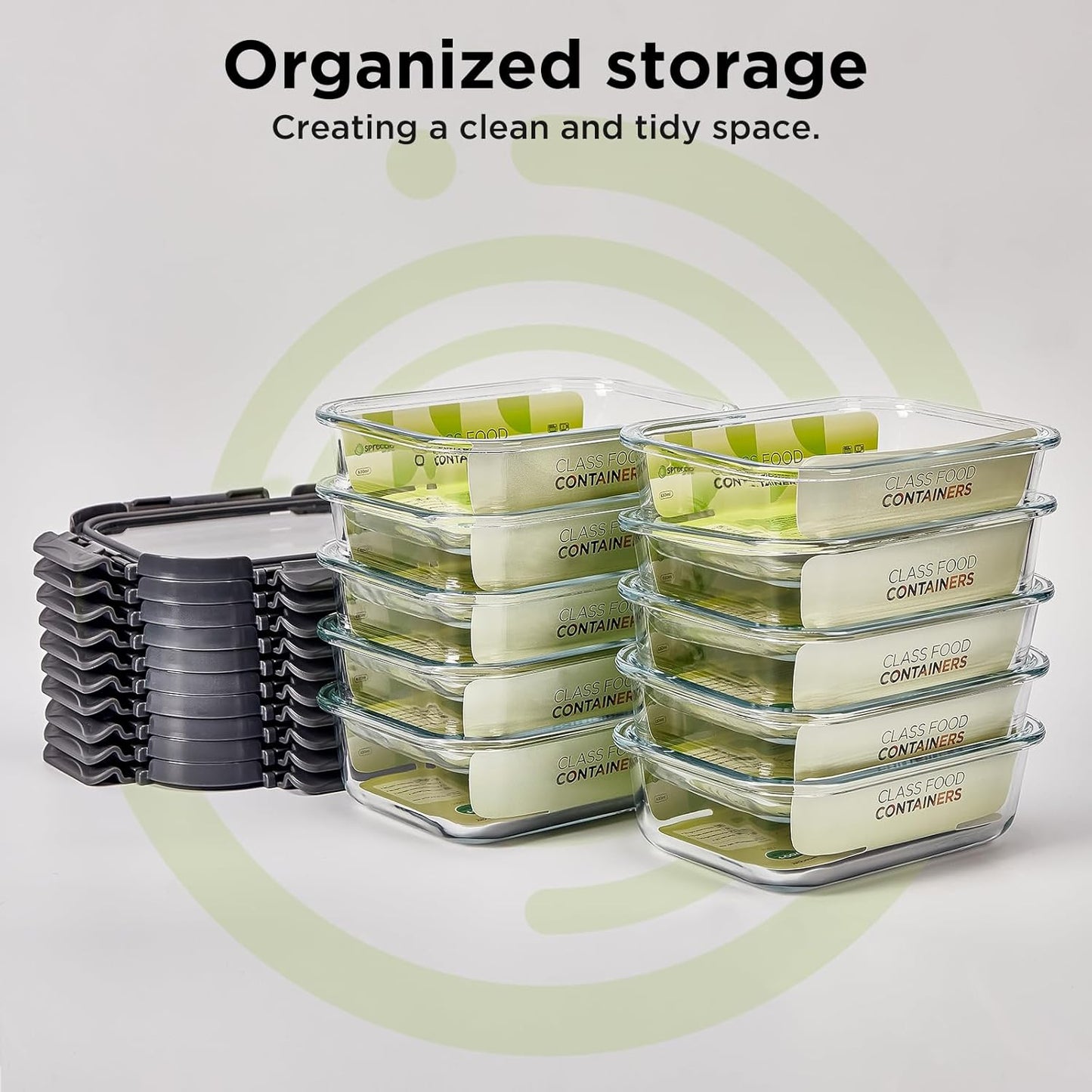 Glass Food Storage Containers with Lids,10 pack [36oz*5+13.5oz*5], Glass Meal Prep Container with Airtight Lids, Microwave Safe Food Container Set, BPA Free, LeakProof, Ideal for Lunch