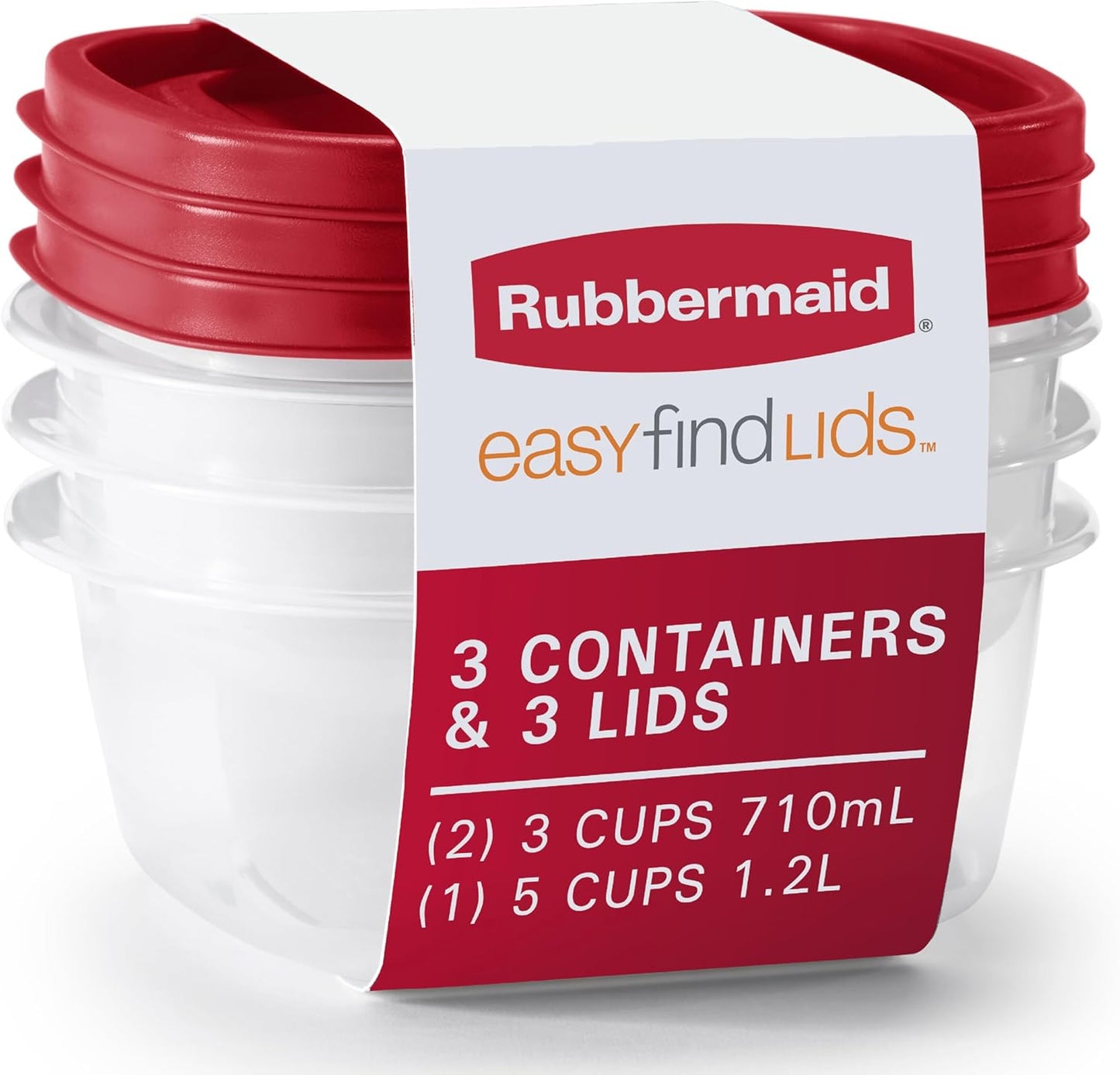 Rubbermaid EasyFindLids Meal Prep Containers 5.1 Cup Red