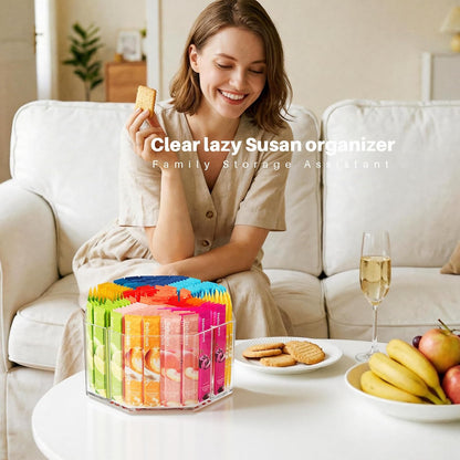 2 Pack Lazy Susan Organizer, 9 inch Rotating Storage Organizer with 4 Removable Bins, Lazy Susan Turntable Organizer for Fridge, Kitchen, Vanity, Cabinet