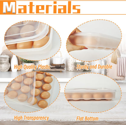 OJYUDD Deviled Egg Containers with Lid,Plastic Egg Holder for Refrigerator,30 Egg Storage Holder,Fridge Egg Dispenser Egg Storage Box