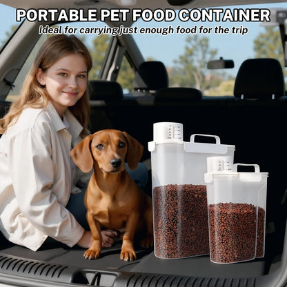 Dog Cat Food Storage Container, Pet Food Pourable Container Airtight with Large Spout & Cup, BPA-Free Plastic Food Dispenser for Pet Food, Bird Seed, Rice, Flour (Dark Gray, 2.5L)