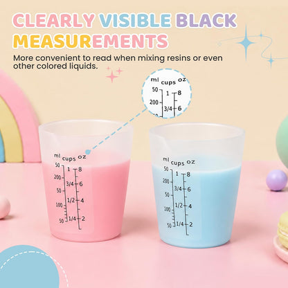 Silicone Resin Mixing Measuring Cups for Resin Supplies, 600ml/20oz Bowl, 250 & 100ml Thickened Reusable Silicone Cups for Epoxy Mixing, with Stir Sticks and Pipettes, Jewelry Making