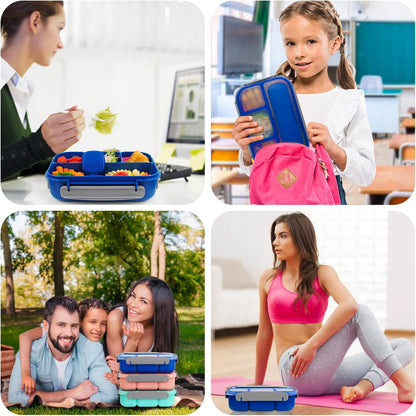 MaMix Bento Box Adult Lunch Box, Lunch Box Kids, Lunch Containers for Adults/Kids/Students,1300ML-4 Compartment Bento Box (purple)