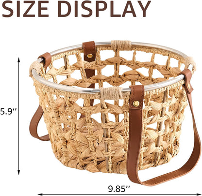 Egg Baskets for Collecting Fresh Eggs Farmhouse Handmade Wicker Hyacinth Egg Collecting Basket with Handle