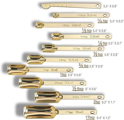Gold Measuring Spoons, 18/8 Stainless Steel