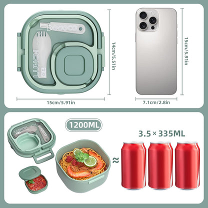 PEDECO Stackable Stainless Steel Bento Box with Insulated bag,Adult & Kids Luch Box,Leak-Proof,1-Tier Bento box,Lunch Box With Portable Sauce Pod and Cutlery-for Teens/Toddler,Dishwasher Safe,Blue