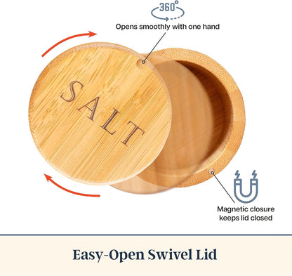 Totally Bamboo Salt Cellar with Swivel Lid, Salt Container for Countertop