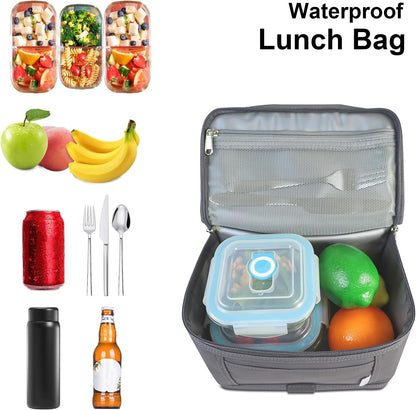 NOL Mini Insulated Lunch Bag for Women Men Kids | Small Leakproof Reusable Lunch Tote | Fits 6 Cans 330ml | Thermal Cooler for Work School Picnic Camping, Navy blue
