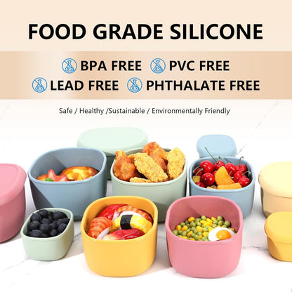 4 Pcs Silicone Food Storage Containers with Lids，BPA Free Reusable Silicone Storage Containers for Food Freezer Containers Freezer Dishwasher Safe (33.8oz, 20oz, 10oz, 6.7oz)