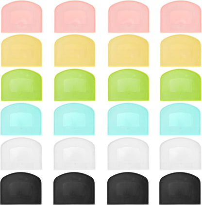 24 Pcs Plastic Dough Scraper Set Multipurpose Bench Cake Cutter Flexible Scraper Spatula for Cake Bread Pizza Food Pastry Icing Kitchen Baking Tool, 6 Colors