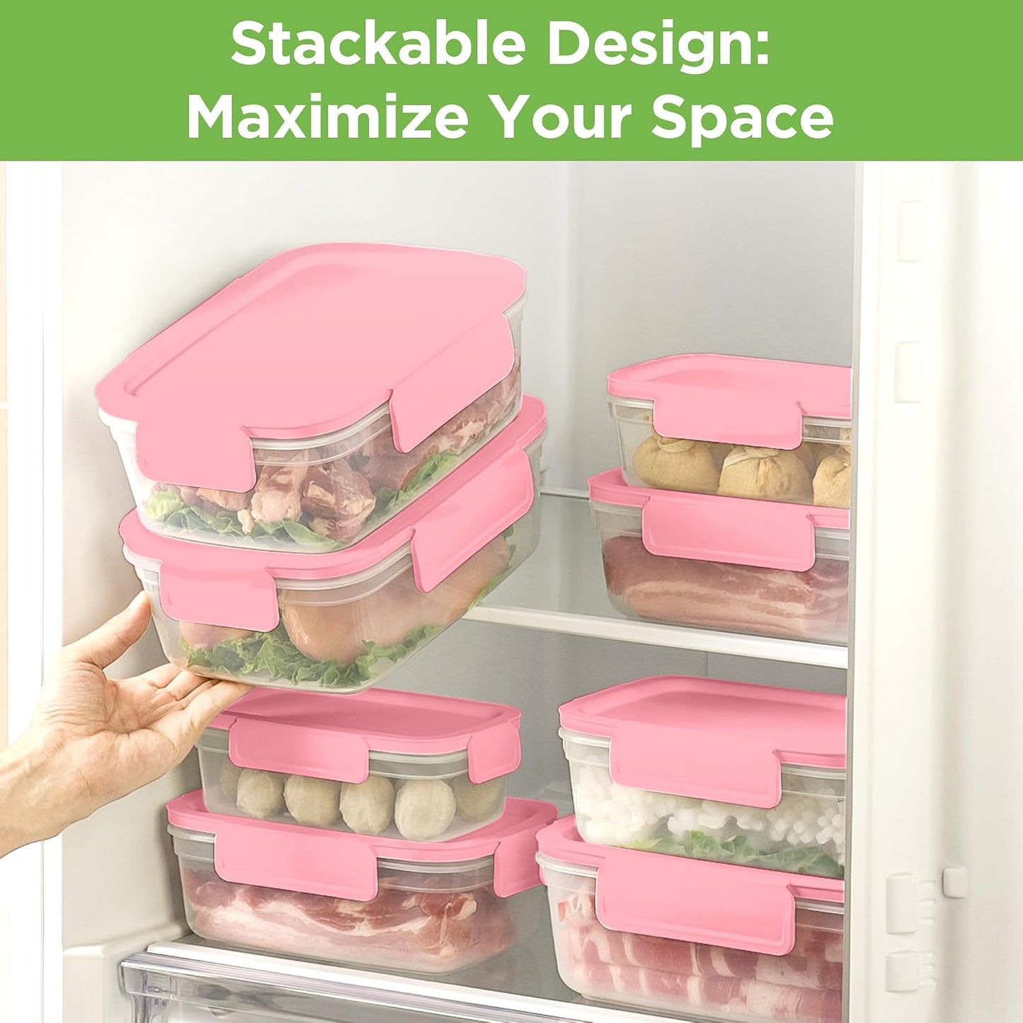 10-Pack Food Storage Containers with Airtight Leakproof Lids, BPA-Free Meal Prep Containers for Microwave/Dishwasher/Freezer, Green, 47.3oz Each