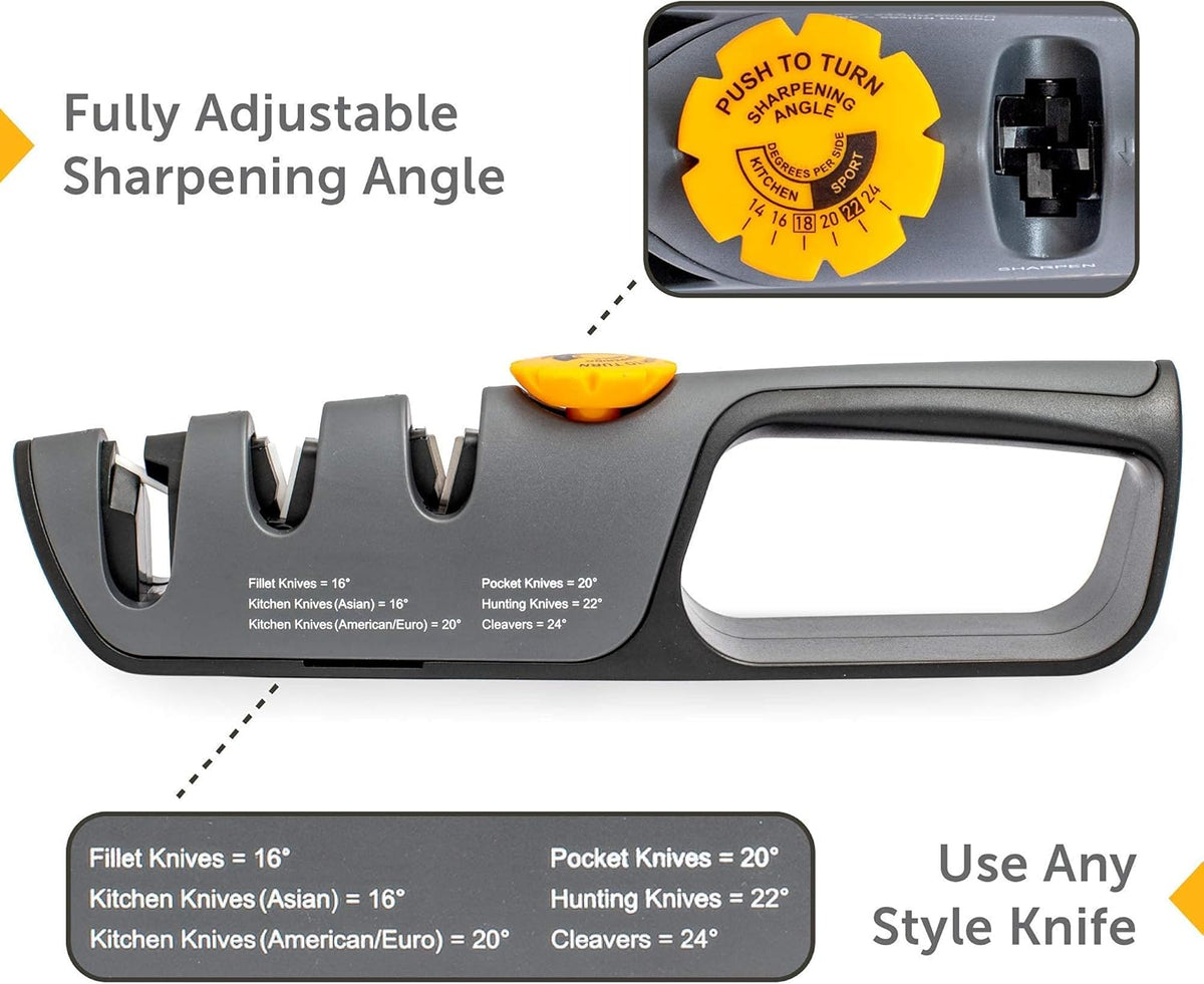 RazorSharp™ Knife & Scissor Sharpener | Adjustable 14-24 Degree Angle Guide