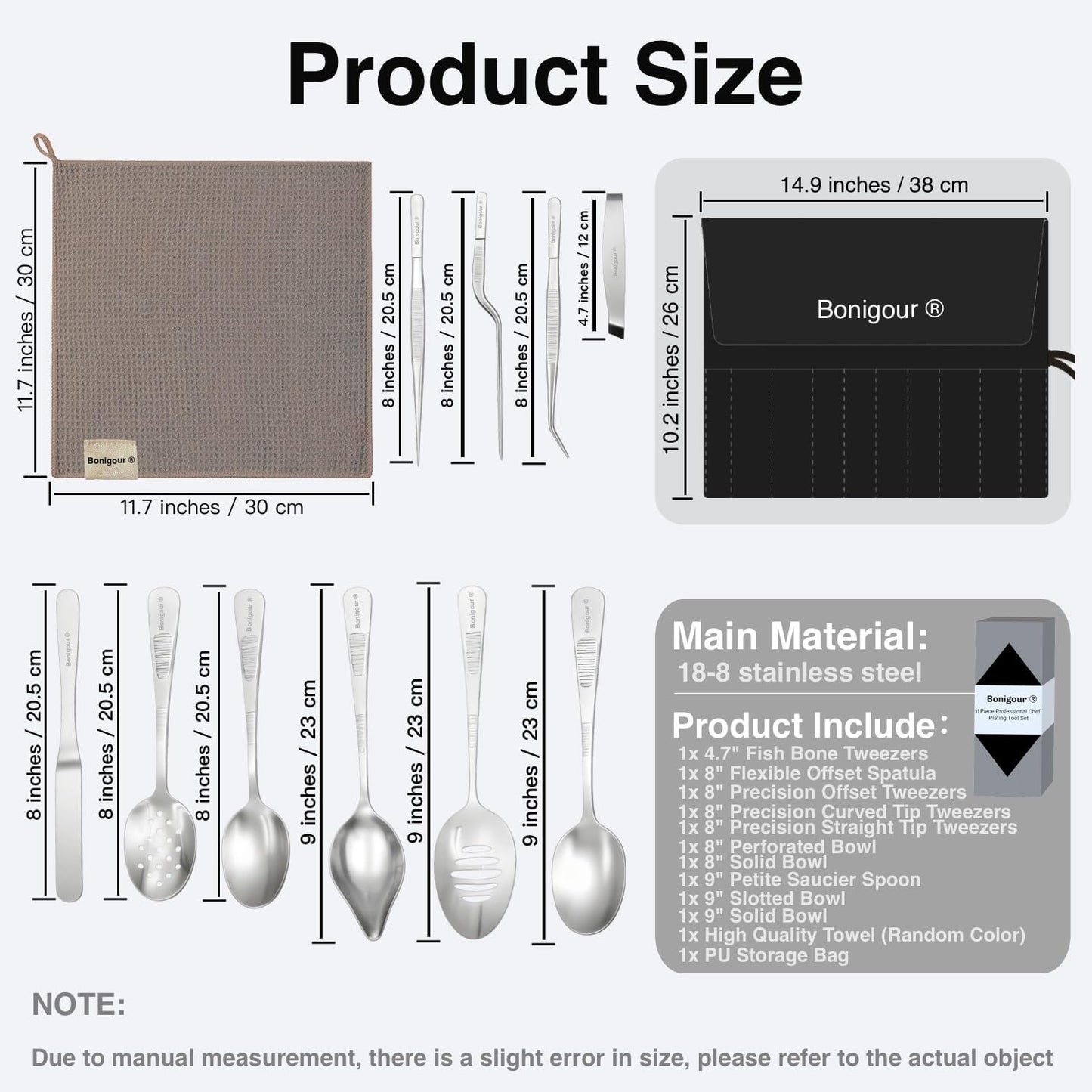 | Plating Tools Culinary Set | 11 Piece Professional Chef Plating Tools Pro Kit | Kitchen Plating Utensils | Modernist Cuisine Food Art | Stainless Steel | Black (Black)
