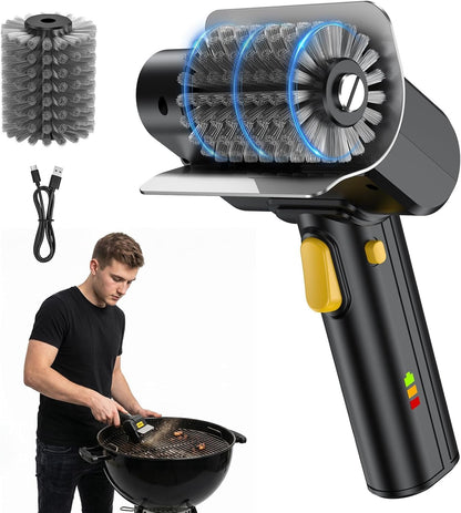SOARFLY Electric BBQ Grill Brush, 800RPM Grill Cleaner for Outdoor Grill with 2-Speed & 20kg Torque–Last 3.5H, Dual LED Light for Night, No Bristle Drop Safe for Cast Iron Stainless, Gifts for Men Dad