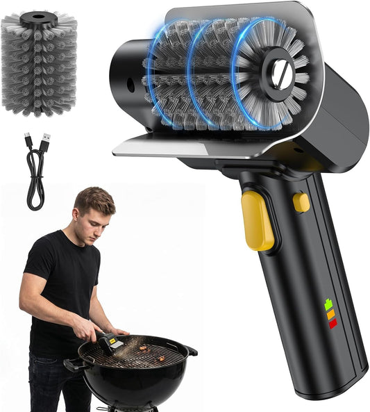 SOARFLY Electric BBQ Grill Brush, 800RPM Grill Cleaner for Outdoor Grill with 2-Speed & 20kg Torque–Last 3.5H, Dual LED Light for Night, No Bristle Drop Safe for Cast Iron Stainless, Gifts for Men Dad