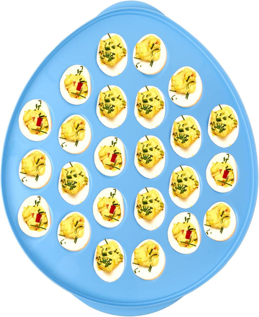 KOLORAE Reusable Deviled Egg Tray Carrier Serving Platter with Lid, Holds 2 Dozen Eggs, Great for Parties, Celebration Entertaining, Easter