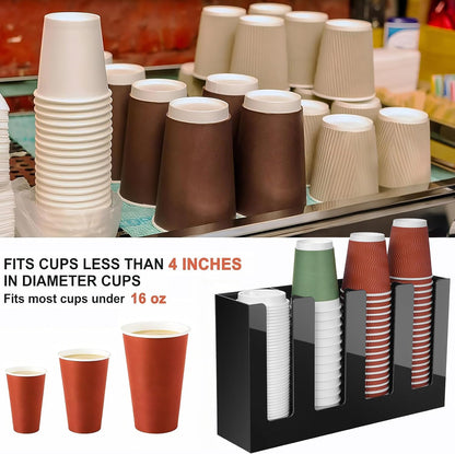 Coffee Cup Dispenser, Cup and Lid Organizer fits 5 to 16 oz Disposable Cups
