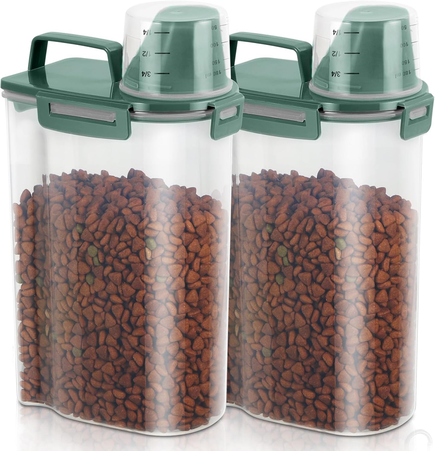 TBMAXS 2 Pack 3 Lbs Dog Cat Food Storage Containers for Travel, Portable Pet Food Storage Container, Easy-Pouring Bird Seed Dispenser, Airtight Rice Cereal Oatmeal Flour Holder -Beige