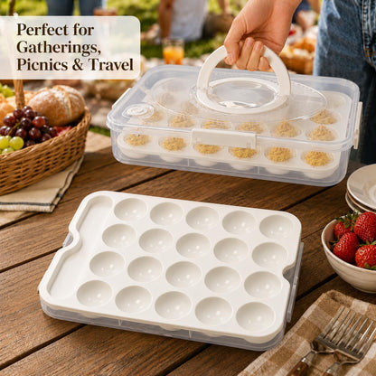2 Pack Deviled Egg Containers with Lid, Holds 40 Deviled Egg Halves Total, Stackable Deviled Egg Carrier for Party, Picnic, Potluck, Easter, Refrigerator Storage, Clear Plastic Egg Tray Holder