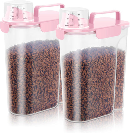 LEAWALK 5-7Lbs Dog Cat Food Storage Container with Upgraded Large Nozzle BPA-free, 4 Snap Seals Plastic Pet Food Storage Containers with Handles are Easy to Clean and Carry