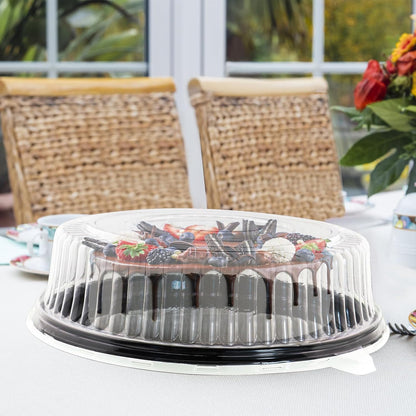 5Pcs12 Inch Cake Containers with Lid -Plastic Disposable Clear Cake Container Dome and Black Base Carry & Display Storage Box (5)