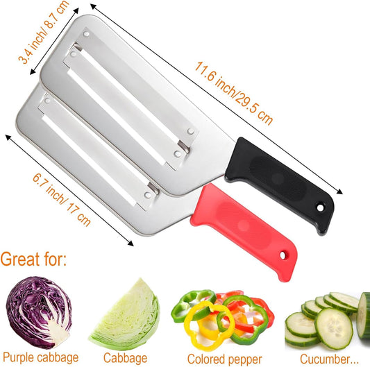 2026 Upgrade Cabbage Shredder for Coleslaw, Stainless Steel Cabbage Slicer Shredder,Stainless Steel Dual Blade Julienne Cutter, Kitchen Lettuce Knife