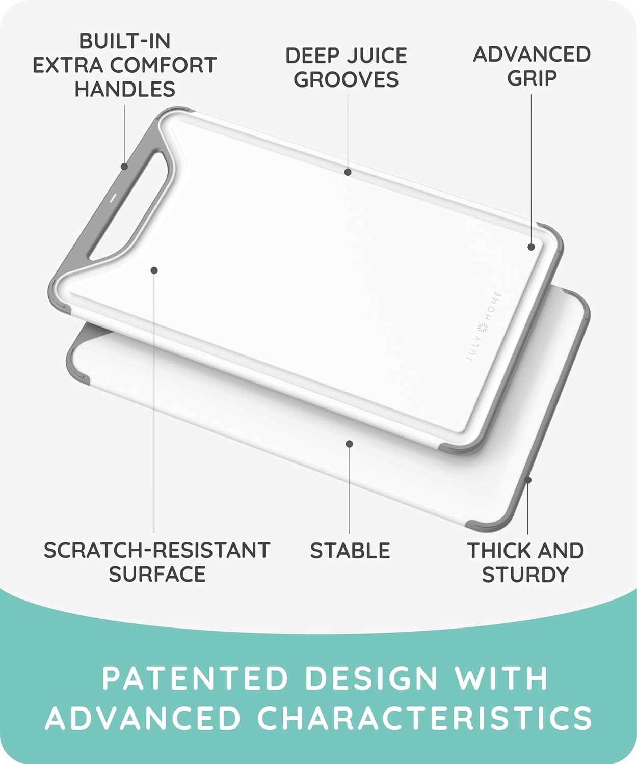 Cutting Boards for Kitchen, Plastic Cutting Board Set of 3, Dishwasher Safe Cutting Boards with Juice Grooves for Meat, Veggies, Fruits, Easy Grip Handle, Non-Slip (Black/Gray)