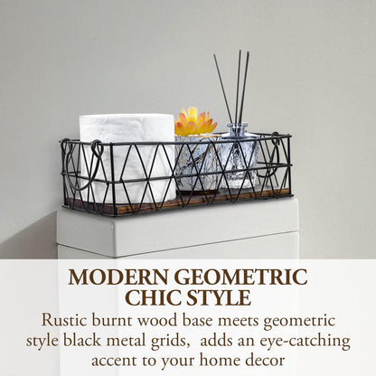 MyGift Set of 2 Black Wire Baskets for Organizing – Storage Baskets/Pantry Baskets for Shelves & Wall