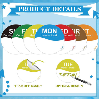 Sayglossy 7000 Pcs Day of Week Label Food Label Monday Through Sunday Management Inventory Sticker Removable Weekly Self Adhesive Date Dot Sticker for Restaurant Kitchen Container (Square)
