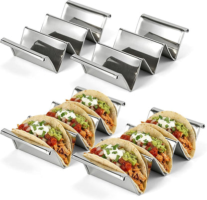 ZPUFAW 4Pack Stainless Steel Taco Holders Food Holder Taco Rack Dishwasher Safe Holds Up to 3 Tacos Each