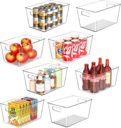 Clear Plastic Storage Bins-6 Pack Large Pantry Organizers and Storage Containers for Kitchen, Bathroom, Under-Sink, Office, Closet, Garage, Freezer and Snack